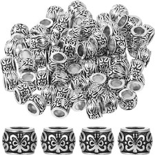 100 PCS Silver Spacer Beads Large Hole Metal Beads Tibetan Alloy Bead Spacers...