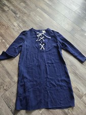 Shoshanna Navy Nikko Dress Lace-Up Nautical Sz 12 3/4 Sleeve MSRP $395