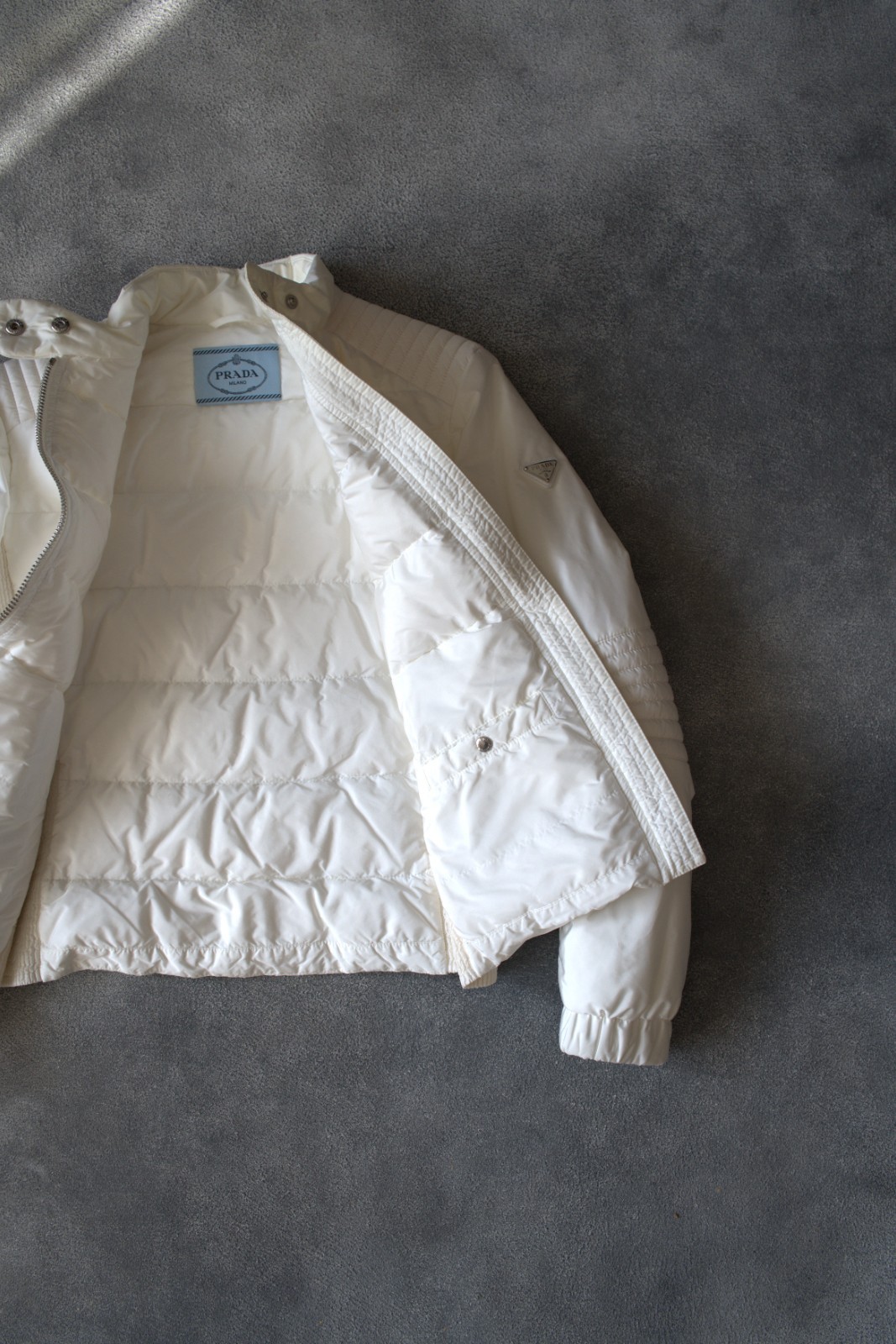 Prada Triangle Logo Puffer Down Jacket Women Bian… - image 16