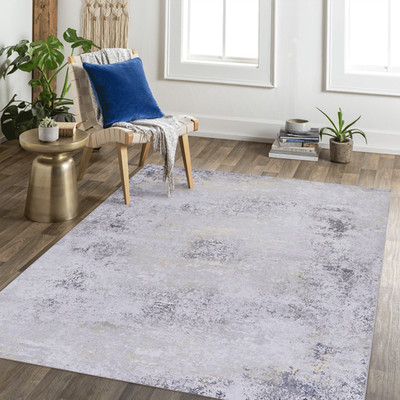 5x8 Washable Area Rug, Non-Slip Low-Pile, for Living Room Bedroom Kitchen, Gray