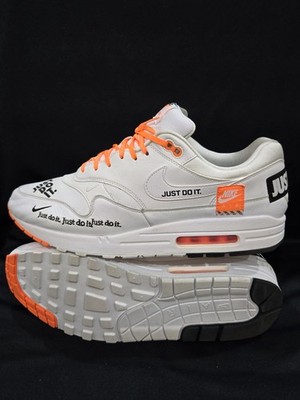 Nike Air Max 1 Just Do It AO1021-100 White Black Orange Men's Size 13