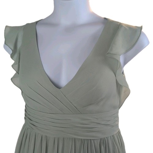 JJ’s House Bridesmaids Dress Sage Green Flutter Sleeve V Neck Open Back Size 8 - Picture 20 of 22