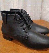 Very Fine Latin Salsa Ballroom Dance Men's Black Leather Boots Size 11.5 Booties