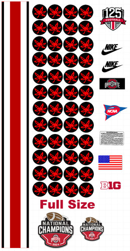 Like Ohio buckeyes full size football helmets 8 mil convex gear wrap decals