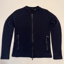 Hugo BOSS Slim Fit Navy Full-Zip Textured Cotton Blend Old Money Jacket Preppy M
