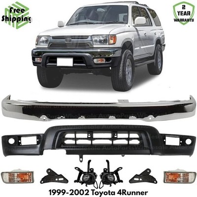 Front Bumper Face Bar Chrome Steel & Fog Lights Kit For 1999-2002 Toyota 4Runner