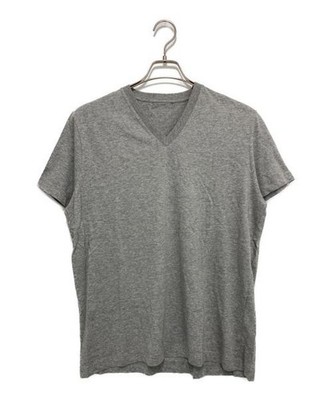 PRADA Men's Gray V-Neck T-Shirt - Cotton, L, Short Sleeve