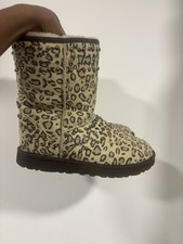 UGG x Jimmy Choo Kaia Leopard Animal Print Studded Ankle Boots UK Size 8.5 41