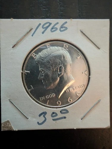 1966 Kennedy Half Dollar 40% Silver SMS BU Proof-Like Nice Luster