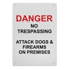 Danger No Trespassing Attack Dogs And Sign, 8.5 x 11 in", Beware of Dog Sign