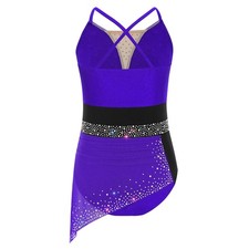 Kids Girls Sparkly Rhinestone Sleeveless Ballet Dance Dress Figure Skating Dress