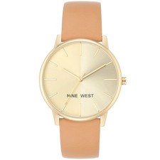 Women's Gold-Tone and Caramel Colored Strap Watch, Brown/Gold