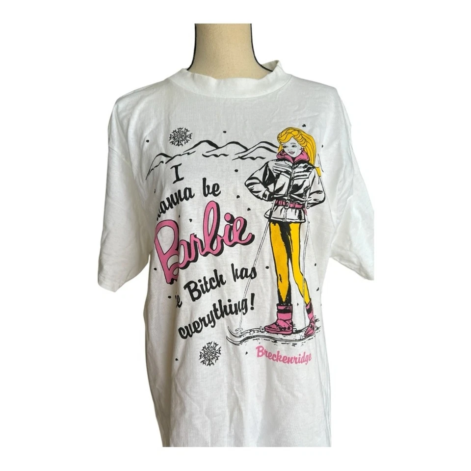 Camiseta Barbie blanca vintage años 80 Alore Breckenridge talla L Foto 4 de 4