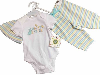 NWT Little Me Happy Easter Sz 3m Bodysuit ,Legging, And hat 