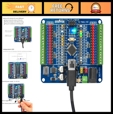 Nano Board with USB-C, GPIO Breakout Board, Nano IO Shield, Status LED