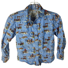 Outdoor Casuals Boys LARGE 100 Cotton Pearl Snap Button Up Western Cowboy Shirt