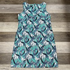 Talbots Shift Dress Women’s Sz 12 Sleeveless Safari Green Leaf Giraffe Print EUC