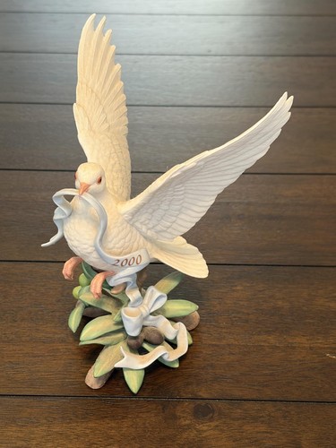 Vintage 1997 Lenox Millennium Dove Figurine Porcelain 2000 Ribbon White Bird