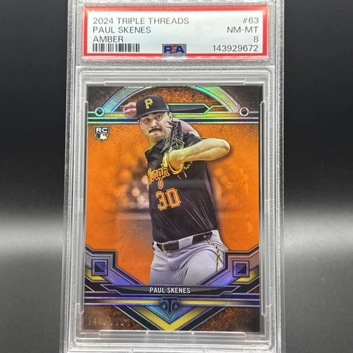2024 TOPPS TRIPLE THREADS AMBER #63 PAUL SKENES ROOKIE RC 140/199 PSA 8
