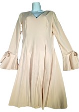 CALVIN KLEIN Bell Sleeve V-Neck Dress Size 6 Pale Pink Lined Event Classic