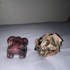 Polished frog rhodinite and raw specimen — photo 1
