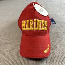 U.S. Marines Red With Gold Baseball Cap Hat Military Adjustable