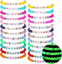 24 Pcs Friendship Bracelets Bulk Colorful Glow in the Dark Bracelets Back to Sch
