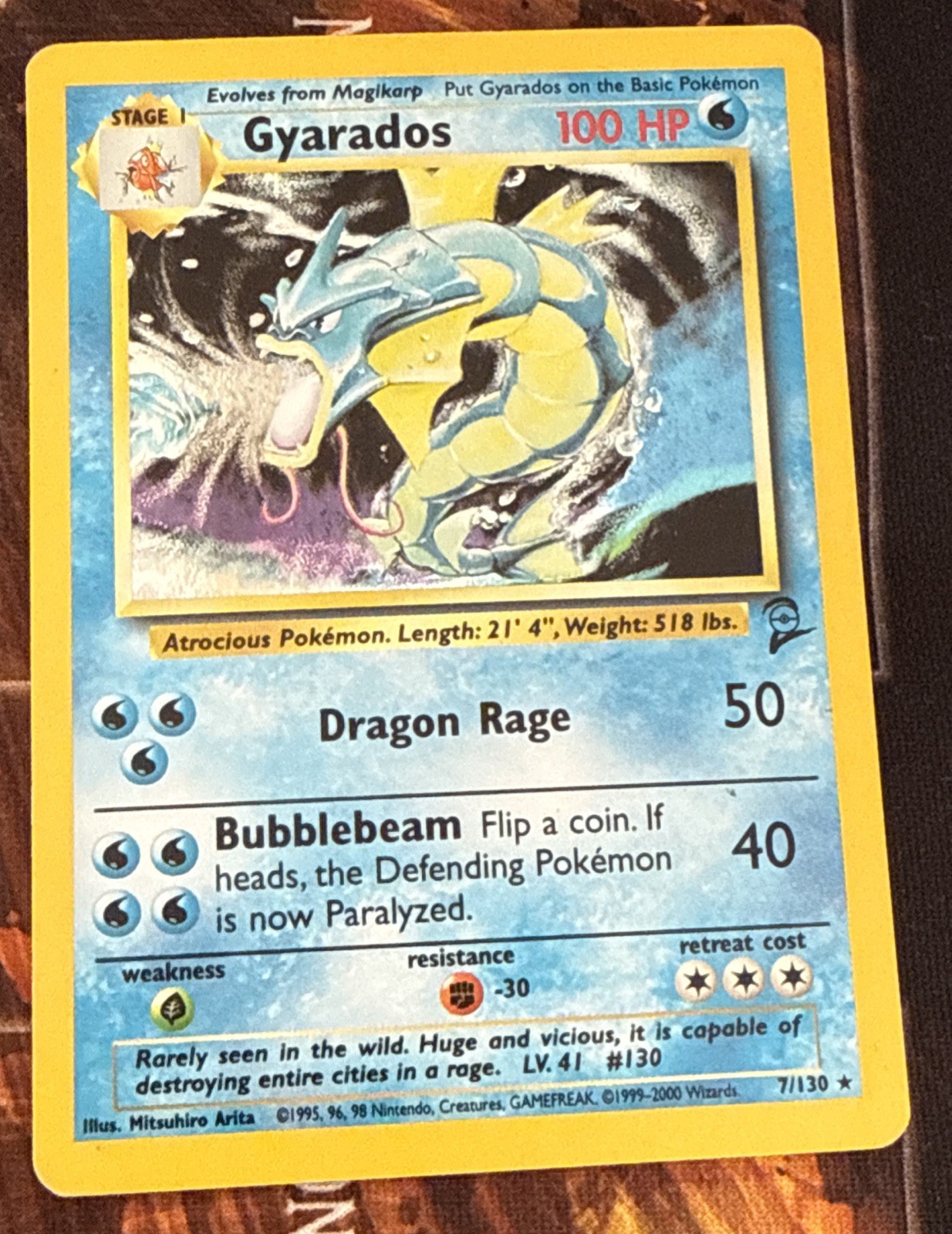 Gyarados - 7/130 - Pokemon Base Set 2 Holo Rare Card WOTC MP