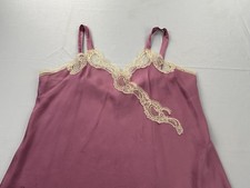 Vintage JonQuil 100 Silk Camisole L Pink Lace Lingerie Made USA 90s Coquette