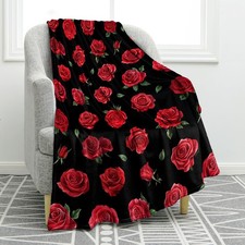Rose Flowers Floral Blanket Soft Throw 50x60 Inch Gifts For Mom Wife Decor