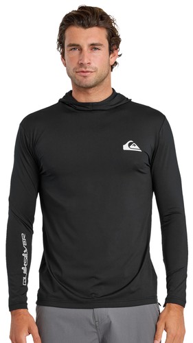 Quiksilver Everyday Hooded UPF 50 Men's Long Sleeve Surf Shirt - Black - New
