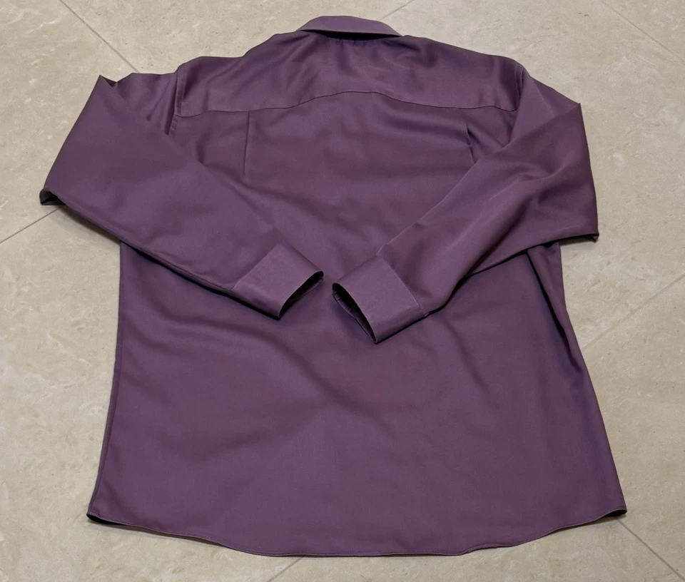 Geoffrey Beene Hombre Camisa de Vestir Satén Manga Larga Púrpura Grande 16 1/2 + 32/33  Foto 2 de 4