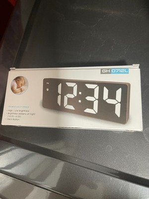 Digital LED Mirror Display Guard Your Sleep Alarm Clock - GH0712L - White