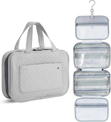#ad #ad Travel Toiletry Bag Organizer Gray w Hanging Hook Water Resistant Makeup Gift $8.99