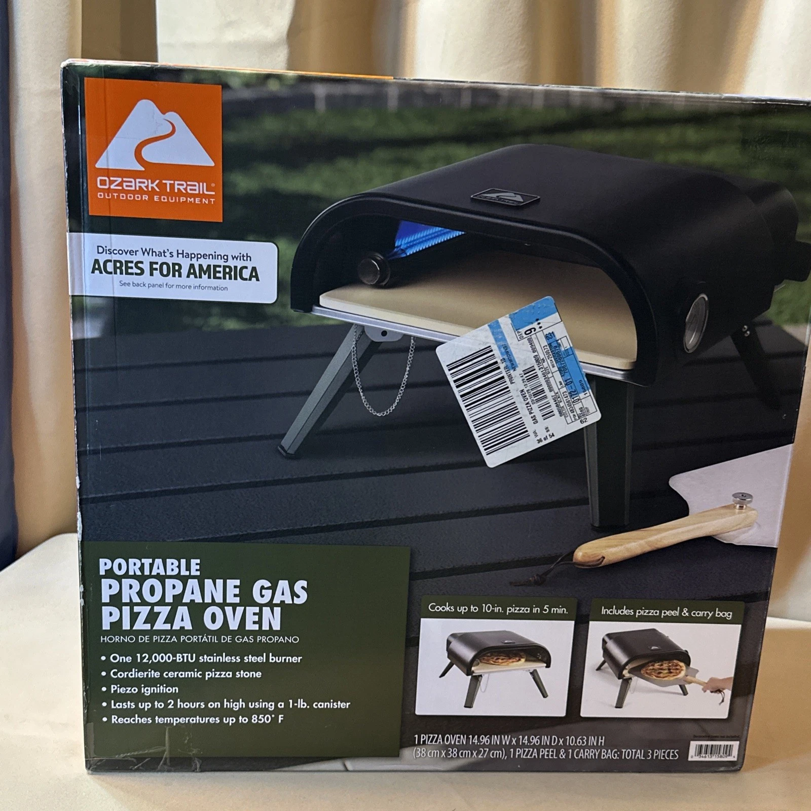 Ozark Trail Outdoor Portable Propane Pizza Oven 12,000 BTU Peel & Bag *New*