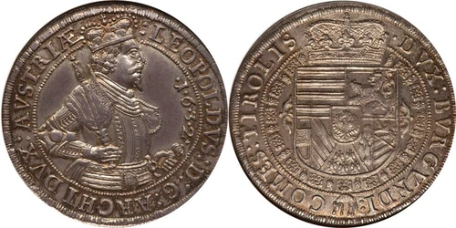 Austria 1632 Hall Archduke Leopold Thaler / Taler NGC MS-64 SHARP STRIKE!!