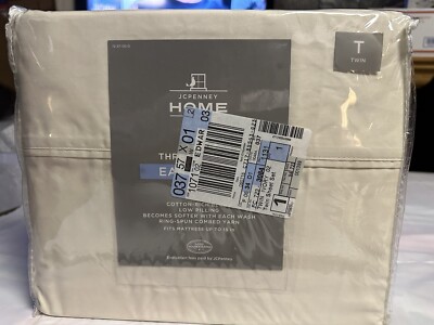 JC Penney Home 300 Thread Count Easy Care Ivory Twin Sheet Set