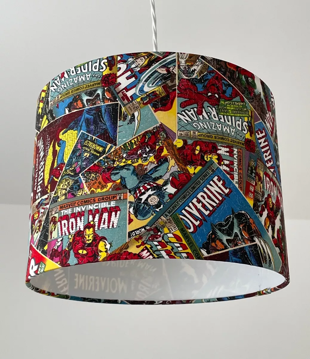 Lampshade Marvel Comic Book Spiderman Ironman Super Hero Drum Light Shade