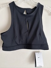 NWT Nike Women  s Sports Bra 38 Black Medium DN4205-010 Keyhole Swoosh