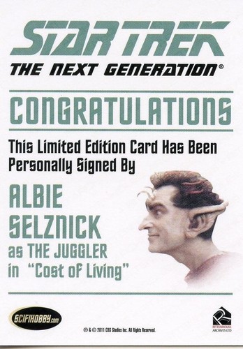 Star Trek TNG Complete Series 2 Autograph Card Albie Selznick The Juggler - Picture 2 of 2