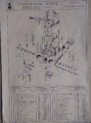 Weber carburetors 38 DCOE 13/14 front e post.for Fiat 2300 S original instructions