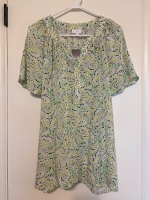 J. Jill Women's S/S Split-Neck Garden Print Voile Shirt Top Blouse XL NWT