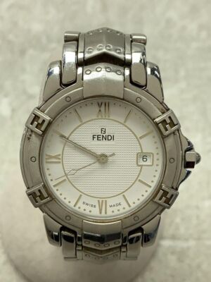 FENDI Mens Watch Quartz Digital Stainless Steel White Silver FENDI Mens Watch Quartz Digital Stainless Steel White Silver