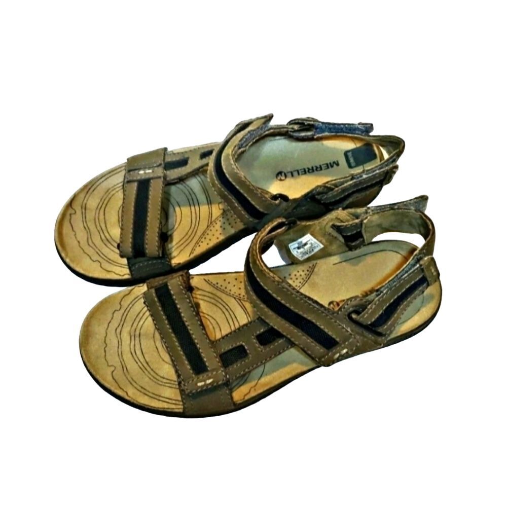 Merrell Boulder sandali pelle escursionismo passeggio comodi cinturini marroni uomo 8 $125