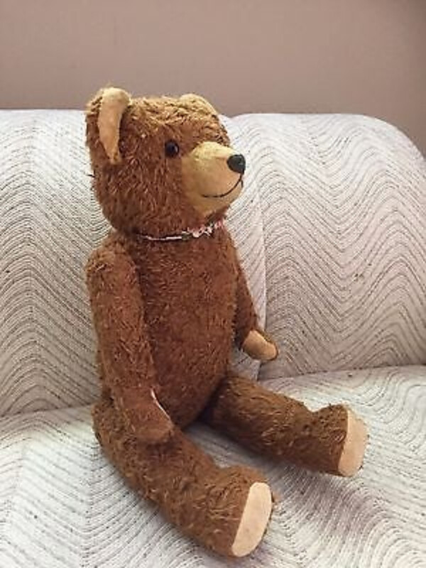 Antique 50s Hermann Germany Bear 23in Glass Eyes Mechanical Arms