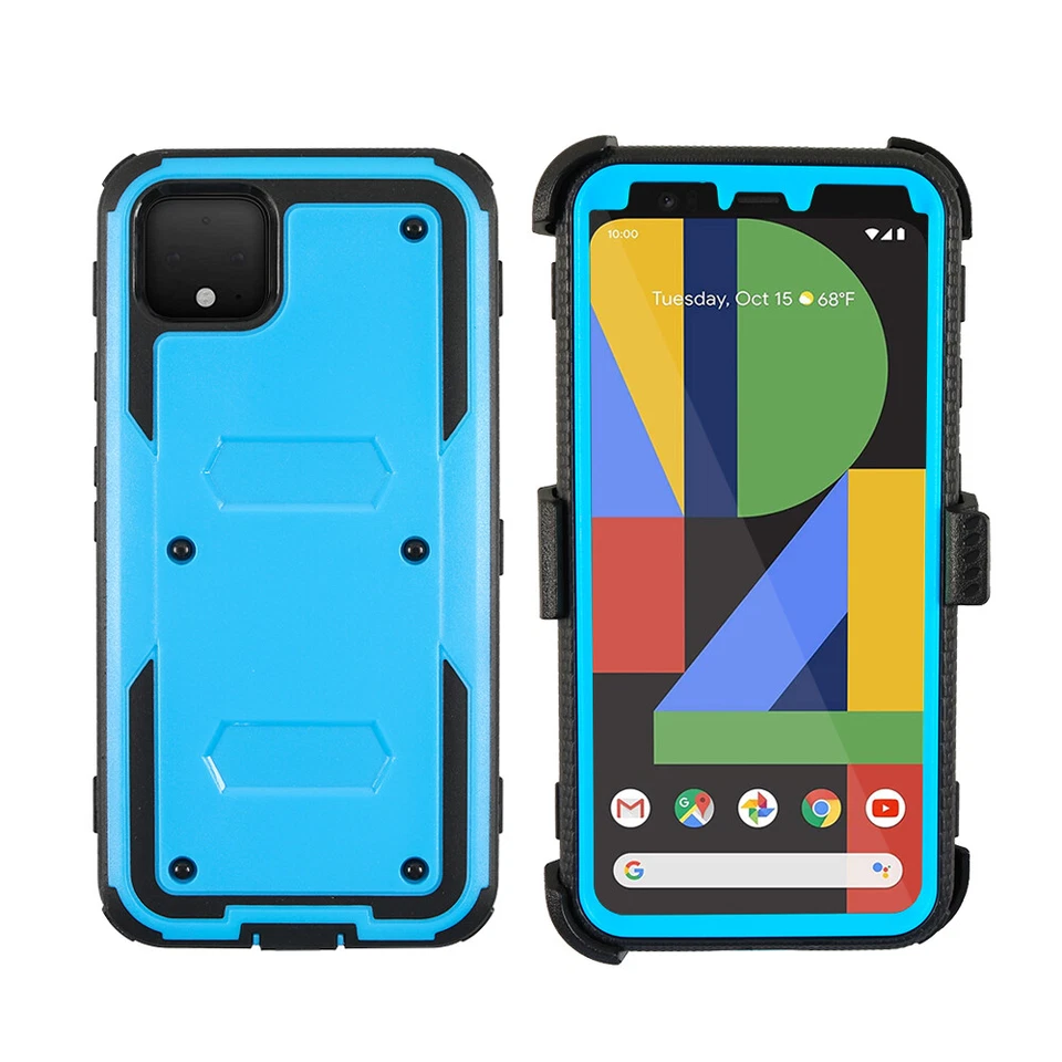 Shockproof Hybrid Case Cover for Google Pixel 4/Pixel 4XL Bumper Armor With Clip - Image 2 of 4