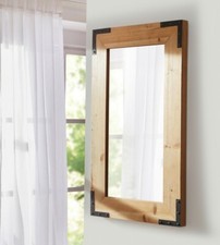 Spiegel Wandspiegel 50x70 cm groß Industrial Look Massiv Holz Rahmen Flurspiegel
