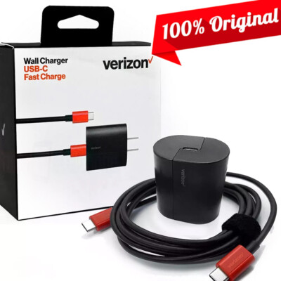Original Verizon USB-C Fast Charger + 6FT Cable for Galaxy S23/S22/S21/S20/S10