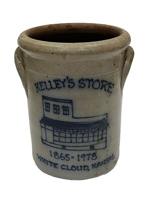 VTG Rockdale Union Stoneware 1988 Salt Glaze Crock 7   White Cloud, Kansas