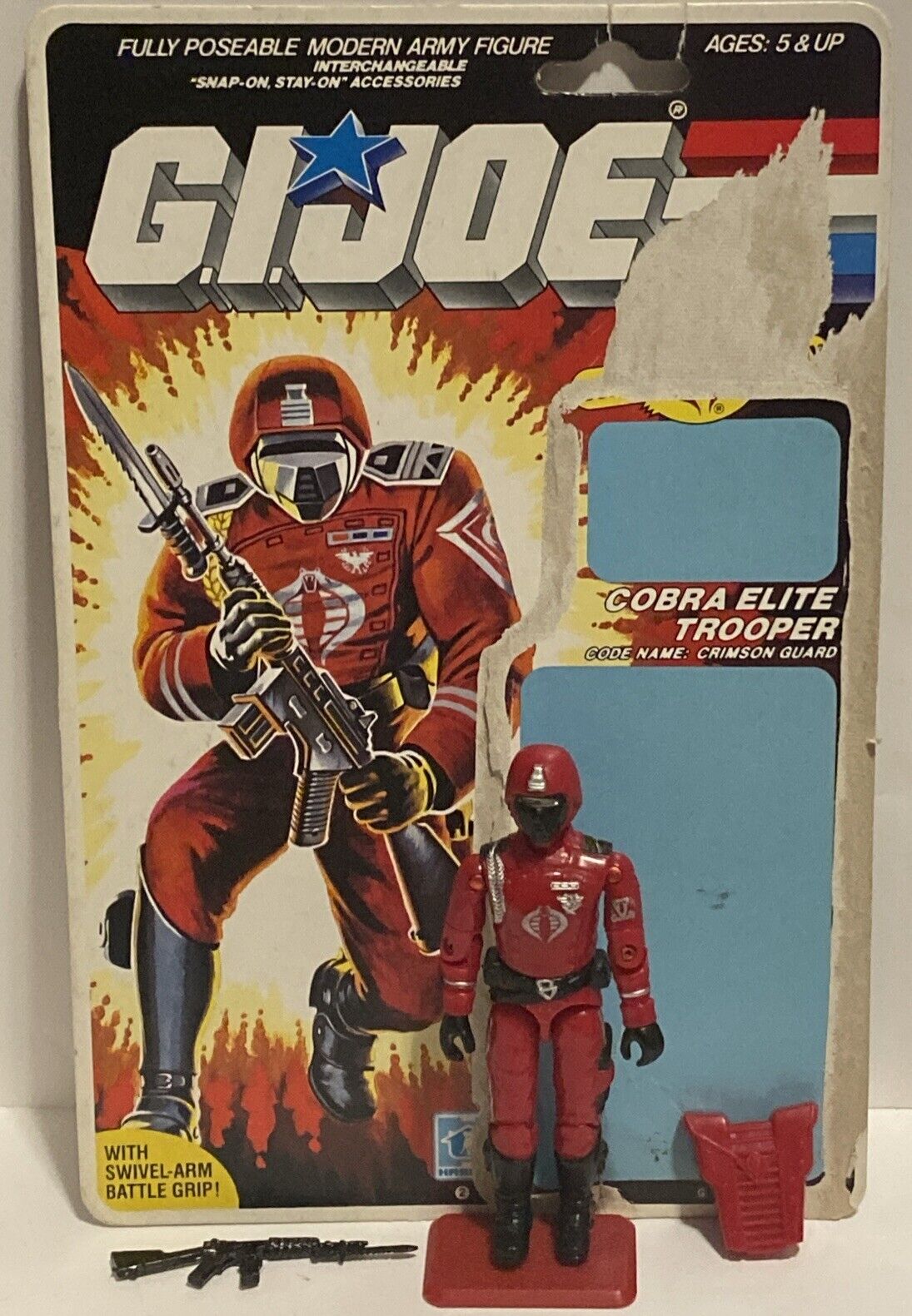 1985 GI Joe VINTAGE Cobra Elite Trooper ~ CRIMSON GAURD v1 ~ 100% wFULL FileCard